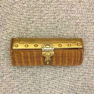 Michael Kors Santorini Gold & Wicker/Rattan Clutch